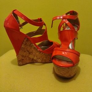 Deb orange sandal wedge heel shoes